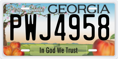 GA license plate PWJ4958