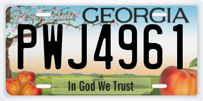 GA license plate PWJ4961