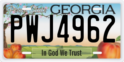 GA license plate PWJ4962