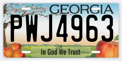GA license plate PWJ4963