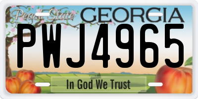 GA license plate PWJ4965