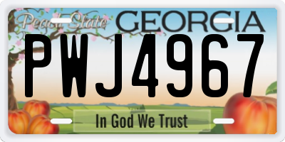 GA license plate PWJ4967