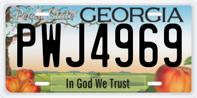 GA license plate PWJ4969