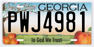 GA license plate PWJ4981