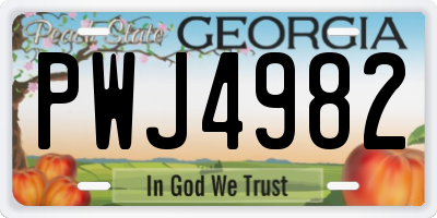 GA license plate PWJ4982