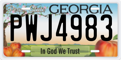 GA license plate PWJ4983