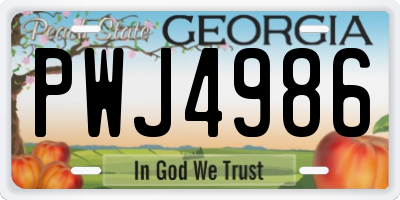 GA license plate PWJ4986