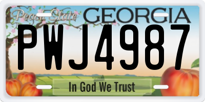 GA license plate PWJ4987