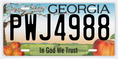 GA license plate PWJ4988