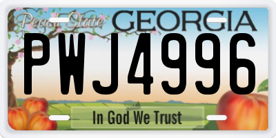 GA license plate PWJ4996