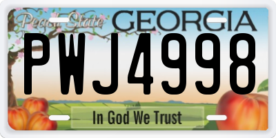 GA license plate PWJ4998
