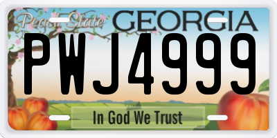 GA license plate PWJ4999