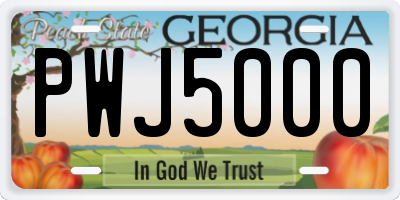 GA license plate PWJ5000