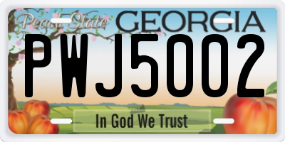 GA license plate PWJ5002