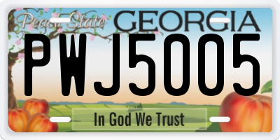 GA license plate PWJ5005