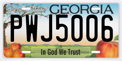 GA license plate PWJ5006