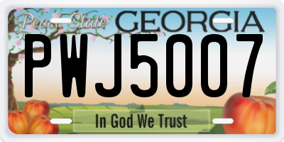 GA license plate PWJ5007