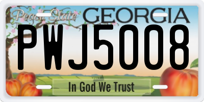 GA license plate PWJ5008