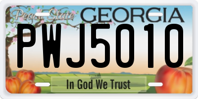 GA license plate PWJ5010