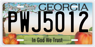 GA license plate PWJ5012