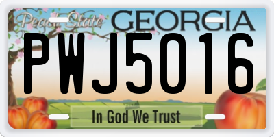 GA license plate PWJ5016