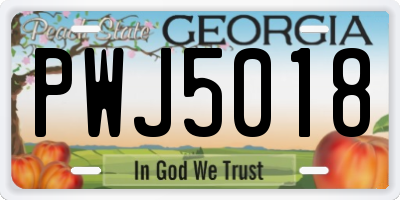 GA license plate PWJ5018