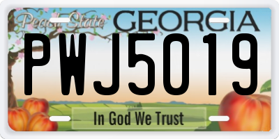 GA license plate PWJ5019