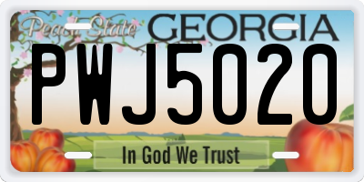 GA license plate PWJ5020