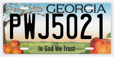 GA license plate PWJ5021