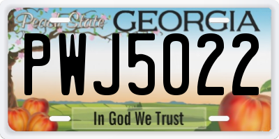 GA license plate PWJ5022