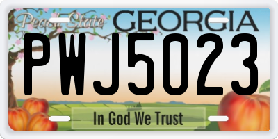 GA license plate PWJ5023