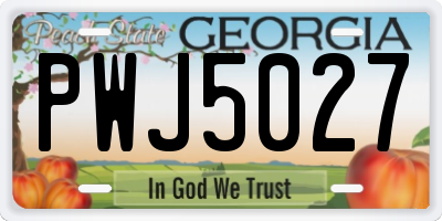GA license plate PWJ5027