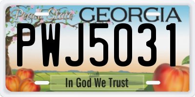 GA license plate PWJ5031