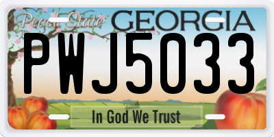GA license plate PWJ5033
