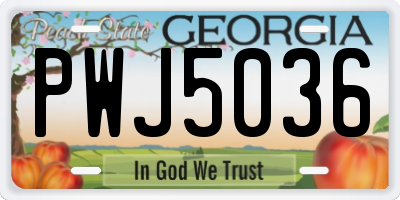 GA license plate PWJ5036