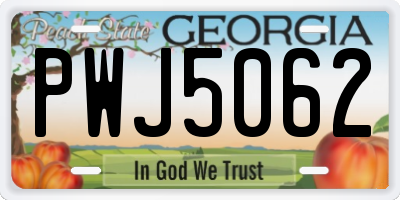 GA license plate PWJ5062