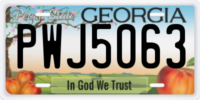 GA license plate PWJ5063