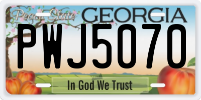 GA license plate PWJ5070