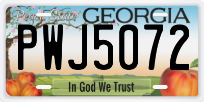 GA license plate PWJ5072