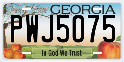 GA license plate PWJ5075