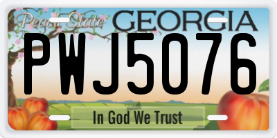 GA license plate PWJ5076