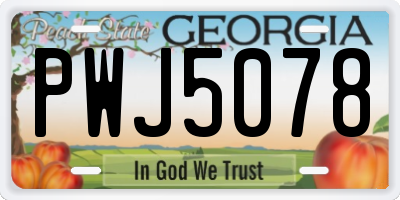 GA license plate PWJ5078