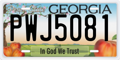 GA license plate PWJ5081