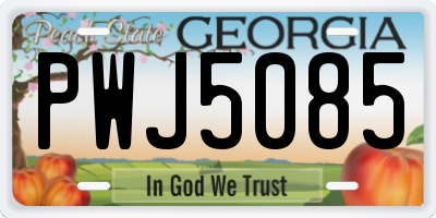 GA license plate PWJ5085