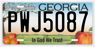 GA license plate PWJ5087