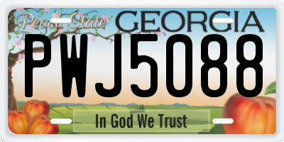 GA license plate PWJ5088