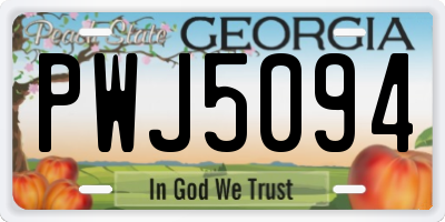 GA license plate PWJ5094