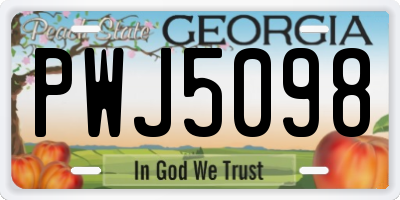 GA license plate PWJ5098
