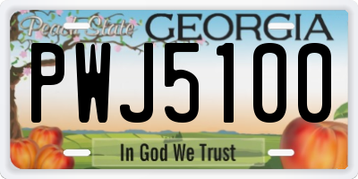 GA license plate PWJ5100
