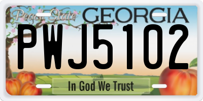 GA license plate PWJ5102